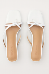 [448]NM Women's Summer 2025 New Arrival Square Toe Versatile Thin Heel Niche White Thin Strap Toe Clip High Heel Sandals