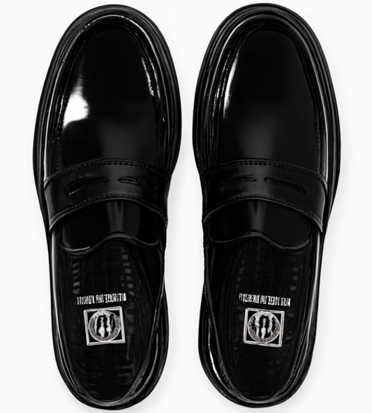 [355]NM English Men's Loafers Business Casual Leather Shoes Men's Genuine Thick Sole Height-Enhancing Glossy Leather Slip-On Trendy Wedding Shoes