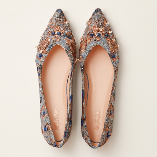 [883]NM Women's Thick Heel Pointed Toe Chinese-Style Open Toe Cheongsam Shoes, Chanel-Style Dress Matching, Comfortable Ethnic Rhinestone Shoes