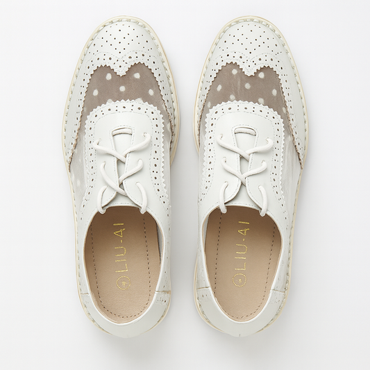 [793]NM Fashionable and Versatile English-style Laced Brogue Shoes with Thick Soles Platform Wedge Heels Casual Sneakers Preppy Style