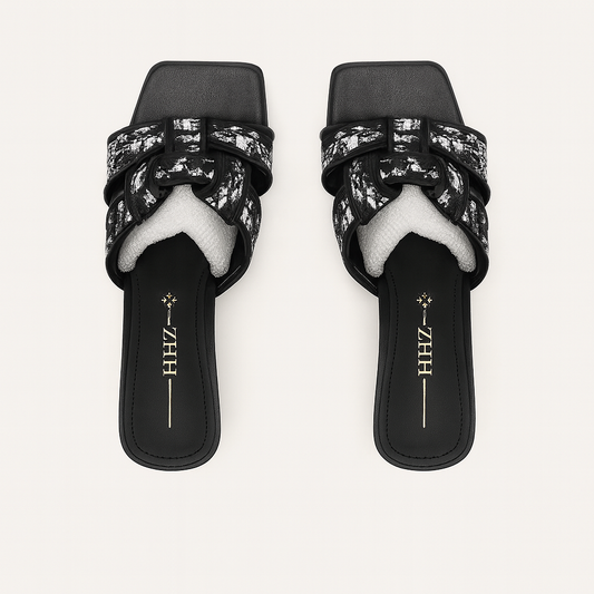 [152]NM Women's Chanel-style Large Size Sandals 41-43 Extra Wide and Thick for Broad Feet Elegant Slippers Summer Outdoor Wear Traditional Chinese Style One-strap