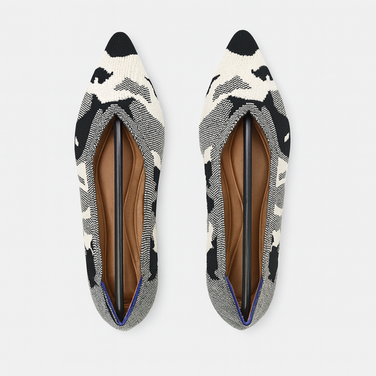 [199]NM REREJOY Women's Spring and Summer Collection Flying Needle Weaving Pointed Toe Flat Slip-On Bean Egg Roll Shoes