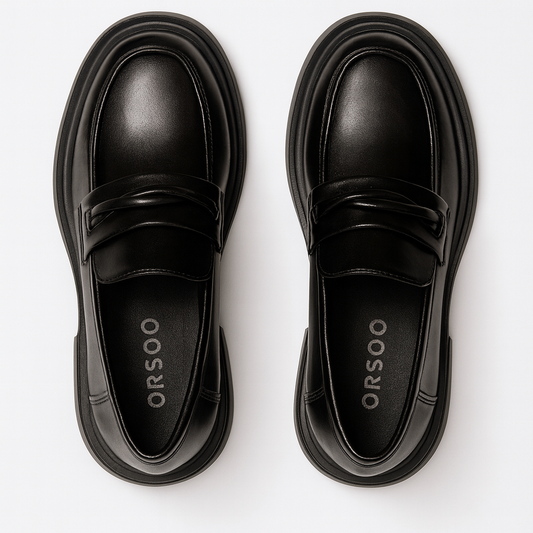 [072]NM Yili Round Toe Thick-Soled British Style Loafers for Women Black Retro Small Leather Shoes 2025 New Versatile French Shoes