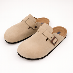 [881]NM Unisex Genuine Leather Birkenstock Closed-Toe Slippers Women's Summer Flat Cork Half Slippers Outdoor Use Fishing Birkenstock Shoes