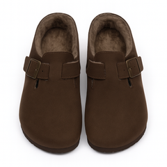 [728]NM [Promotion Price] Women's 2024 Autumn Winter New Vintage One-Step Loafers with Flocked Warm Cotton Shoes for Short Girls