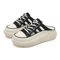 [668]NM Hongqing Bestseller Genuine Leather Semi-Sandals Women's 2024 New Model Outdoor Thick Soles Slip-On Enclosed Toe Cooling Slippers Influencer Style