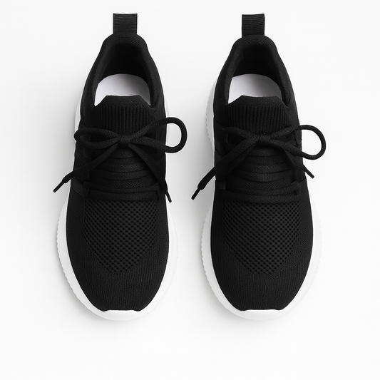 [410]NM 2025 Spring Women's Shoes with Hidden Heel, Versatile Black Athletic Shoes, Slightly Elastic, Comfortable, Breathable Sock-Style Shoes