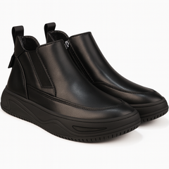 [820]NM Genuine Leather Men's Autumn and Winter High-Top Flocked Lined Casual Leather Shoes Simple and Versatile Slip-On Chelsea Boots