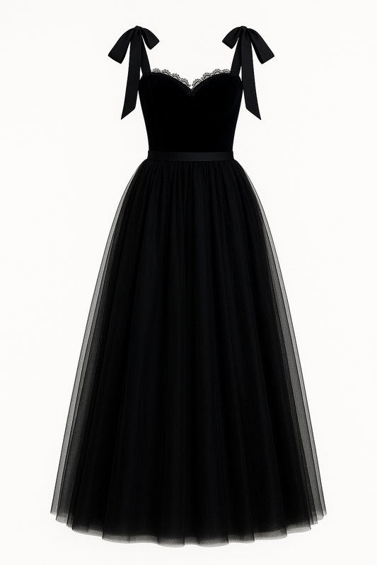 [675]GM   Black Slimming Princess-Cut Evening Gown Elegant Banquet Light Luxury Exclusive French Party Mini Dress High-End Feel