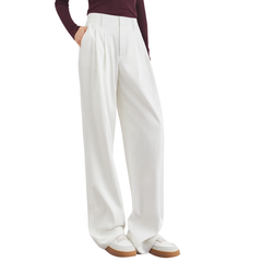 [882]MMR  FAESSLIN [Heavyweight Tencel] Long White Wide-Leg Pants Women's Old Money Style Elegant Drapey Summer Pants