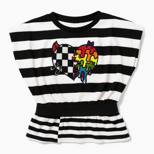 [095]GR Zhique Striped Sleeveless T-shirt for Women Summer 2025 Tailored Short Hem Designer Unique Heart Pattern Camisole Top Instagram