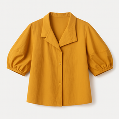 [887]GSR  Women's Summer New Arrival Casual Short-Sleeve Shirt with Cross-Front Design, Loose Fit, Designer Touch, Elegant Style