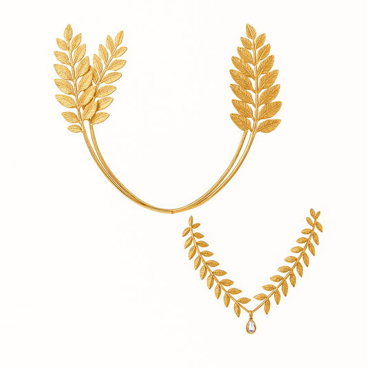 [840]NR Western Regions Laurel Olive Golden Hair Accessory Corona Leaves and Branches Princess Bride Headpiece Greek Goddess Set Vintage Forehead Ornament