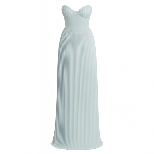 [669]GR    Middletone | Shell Dress Time-Consuming Handcrafted Pleated Elegant Strapless Long Dress High-End Dress