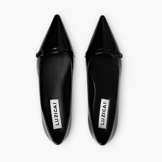 [603]NR Zuo Yi Studio 2023 New Model Korean-style French Pointed Toe Buckle Piao Shoes Comfortable Soft Sole Commute Shoes