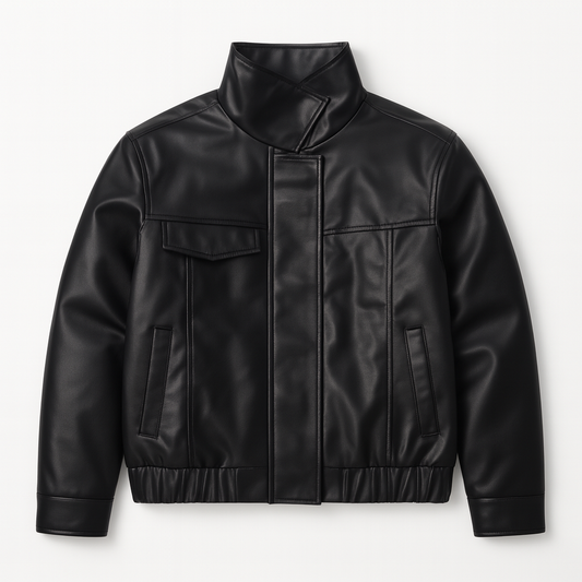 [134R] American Vintage Short Leather Jacket for Women, Loose Petite Design Motorcycle Jacket, Autumn New Arrival Leather Jacket