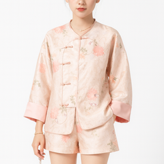 [311M] New Chinese Style Women's Petite 2024 Summer New Arrival Chinese Button Placket Vest and Shorts Two-Piece Set