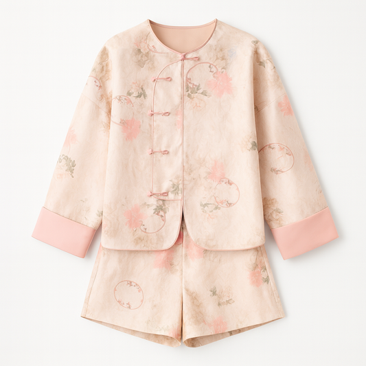 [311M] New Chinese Style Women's Petite 2024 Summer New Arrival Chinese Button Placket Vest and Shorts Two-Piece Set