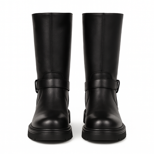 [748]JR Black Petite Women's American Western Boots 2025 New Collection Spring/Autumn Slimming Thick Soles Vintage Long Boots