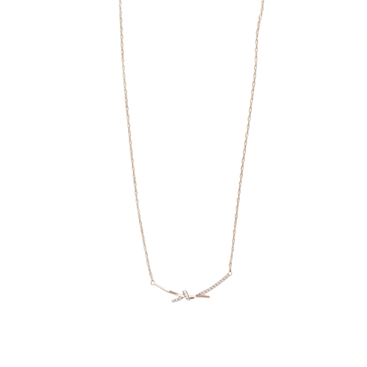 [525]MM Rose Gold Necklace, Smiling Starlight Bow Choker, Perfect Gift for Valentine's Day