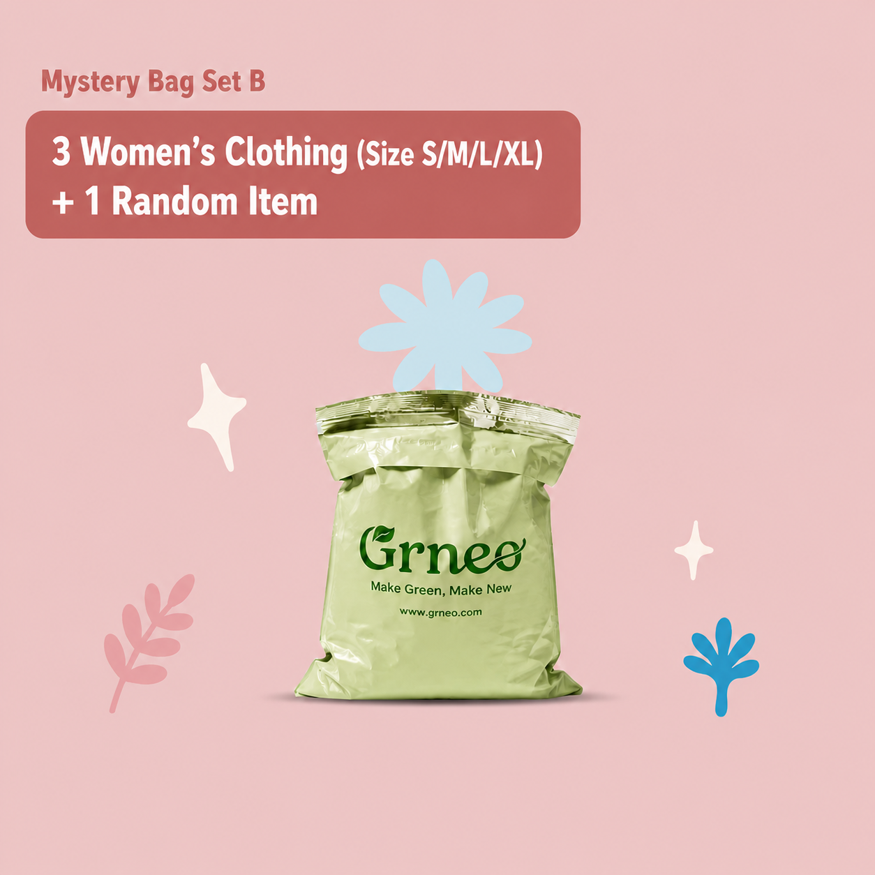 Set B: 3 Women’s Clothing (Size S/M/L/XL) + 1 Random Item