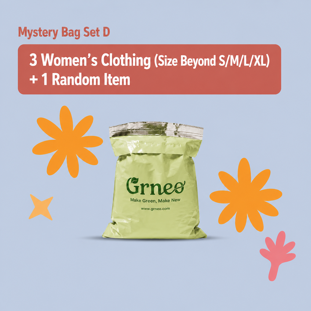 Set D: 3 Women’s Clothing (Sizes Beyond S/M/L/XL) + 1 Random Item
