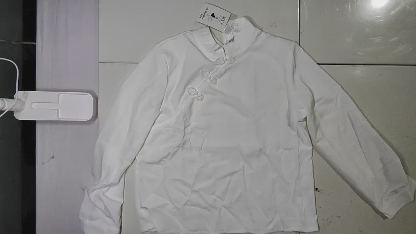 [912]MM  Improved Version of Button-Down Long-Sleeved Shirt for Women 2025 Spring & Fall New Chinoiserie Inner Layering Shirt with Velvet Winter Top