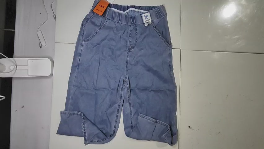 [949]GR  Women's 2025 New Arrival Summer Lightweight Tencel High-Waisted Slim Leg Jeans with Split, Petite 8-Inch Pants