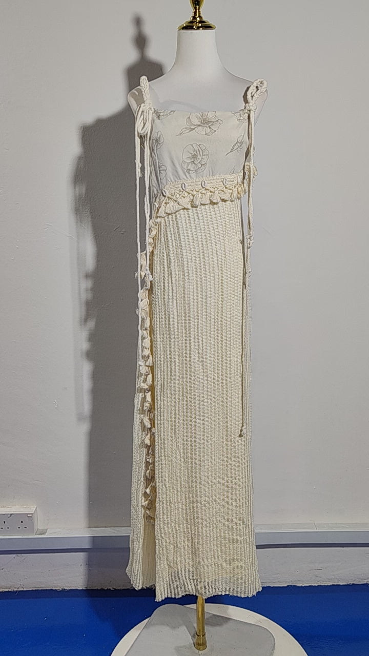 [952]GG    New Traditional Chinese Outfit Handmade Knitted Long Dress