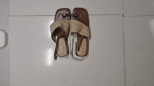[544J]M Retro Woven Thick Sole Slippers for Women, 2025 Summer New Arrival Closed-Toe Thick Heel Slippers Perfect for Skirts