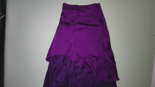 [443]GM   Petite High-Waisted Slimming A-Line Skirt, Trendy Purple Tulle Patchwork Skirt for Spring