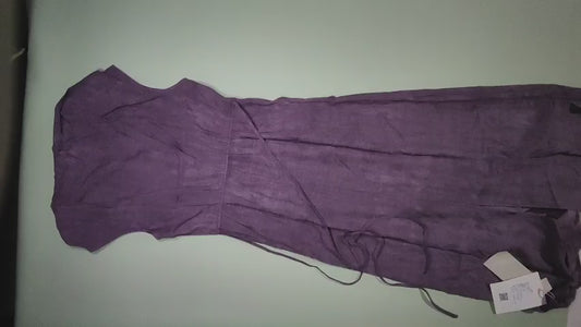[343]MM  Eyang Design [Weiyan] New Chinese Style Shoulder-cut Deep V-neck Women's Elegant Purple Designer Tailored Waist Long Dress