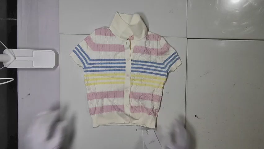 [732]GM  Bigking Dajin "RL Macaron" Striped Short-Sleeve T-Shirt and Women's Skirt Set