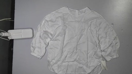[998]GM Japanese Niche Premium Office Wear Round Neck Bloom Sleeve Shirt Muslin Cotton Women's Dress Yu Bao Bei