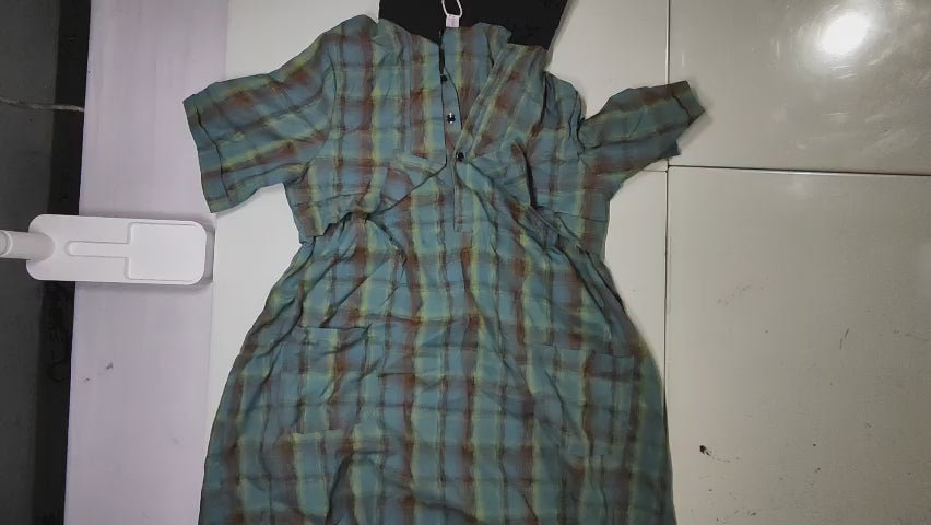 [397]MM  2024 Summer New Arrival Elegant Mid-Length Korean Style Shirt Dress for Women Age-Reducing Trendy Casual Checkered A-Line Dress