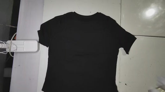 [087]GM  Plus Size Women's Summer Short Sleeve T-Shirt with Curved Shoulder Cutout, Oversized Mid-Length Fit