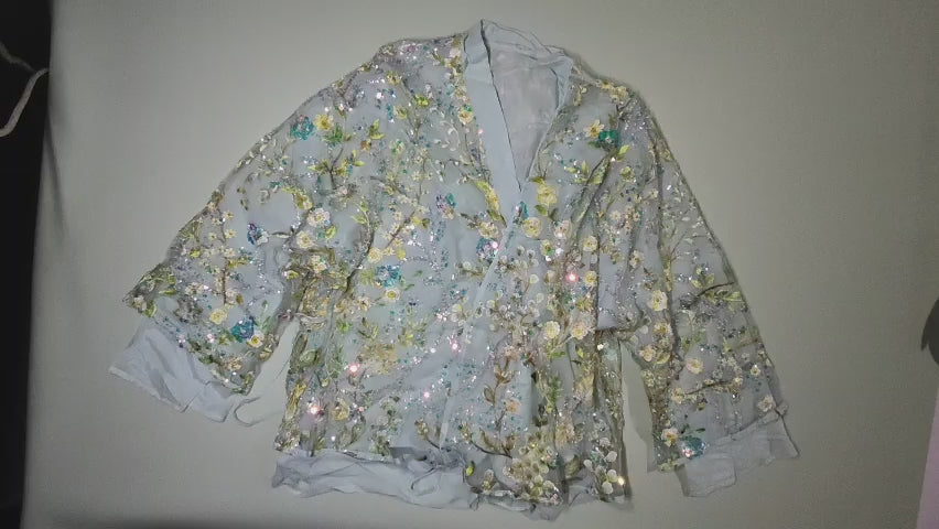 [283]NM Guoguo Jia Emerald Shadow Flower Branches New Chinese Style Embroidered Jacquard Jacket Women's Spring New Fashion Elegant Top