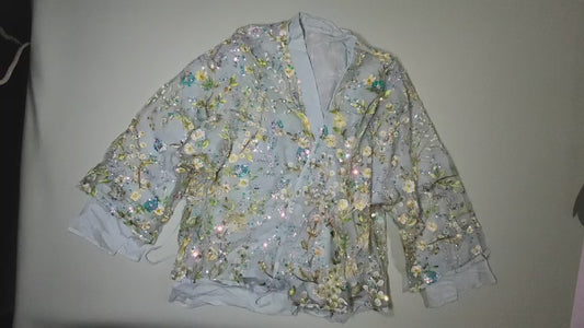 [283]NM Guoguo Jia Emerald Shadow Flower Branches New Chinese Style Embroidered Jacquard Jacket Women's Spring New Fashion Elegant Top