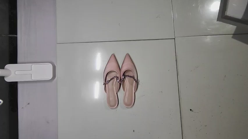 [127J]M CHELTS&KALTH 2024 Spring New Arrival Women's Shoes 70900437 Chain Flat Pointed Toe Mule Shoes with Enclosed Toe