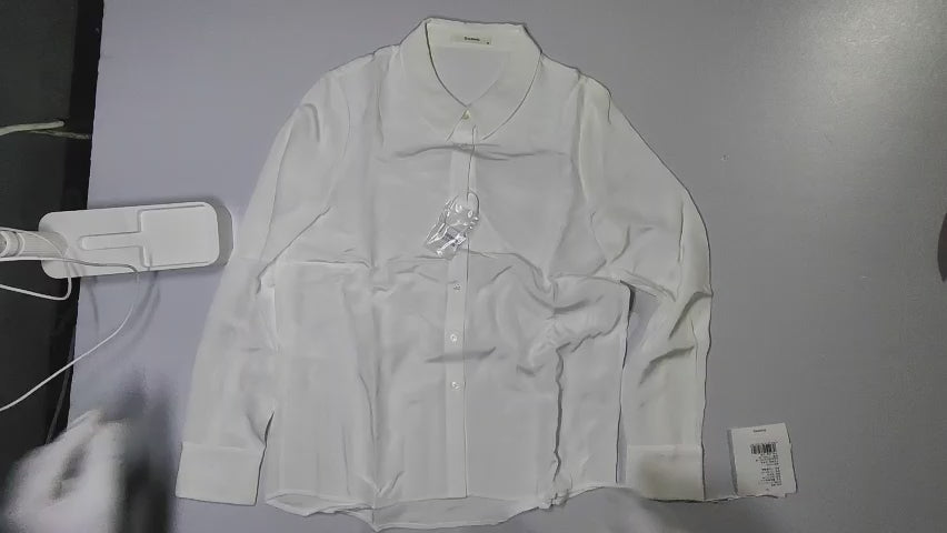 [796]GM   Dianmo 2025 New Style 100% Mulberry Silk Shirt Long Sleeve Haze Blue 30 Microns Heavyweight Silk Shirt Women's Top