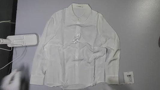 [796]GM   Dianmo 2025 New Style 100% Mulberry Silk Shirt Long Sleeve Haze Blue 30 Microns Heavyweight Silk Shirt Women's Top