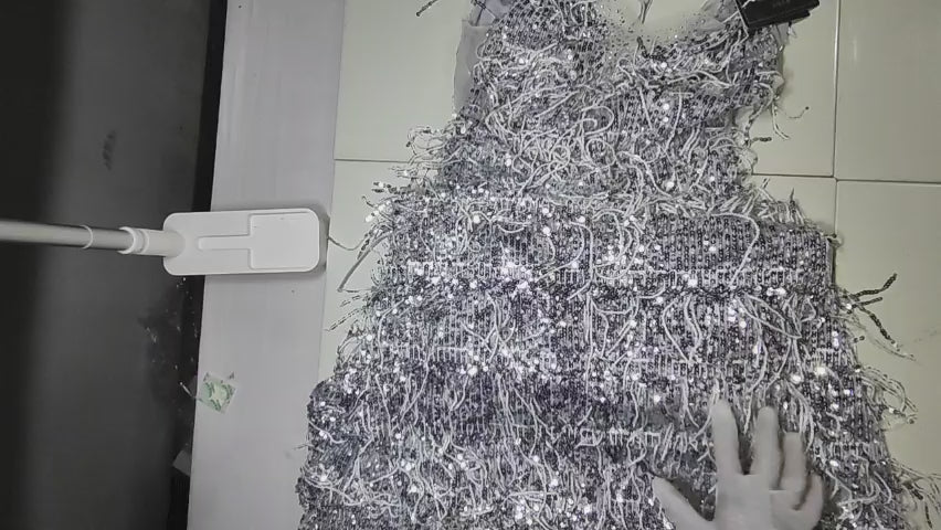 [538]GS   ¡¾Promotional Price¡¿Silver Evening Gown Women 2024 New Arrival High-end Light Luxury Niche Hostess Mermaid Sequins Shoulder Tassels High-end