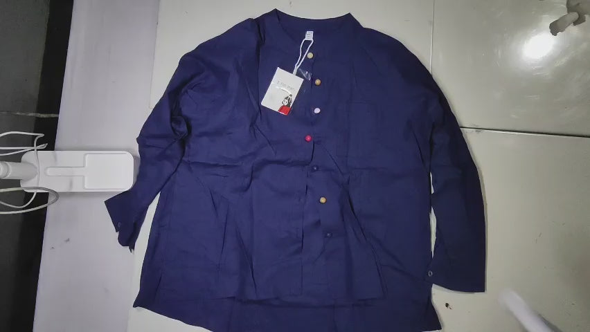 [135]MS  Spring and Autumn Large Size T-shirt Age-Reducing Cotton and Hemp Women's Bohemian Loose-Fitting Collar Long Sleeve Shirt Versatile Hemp Top