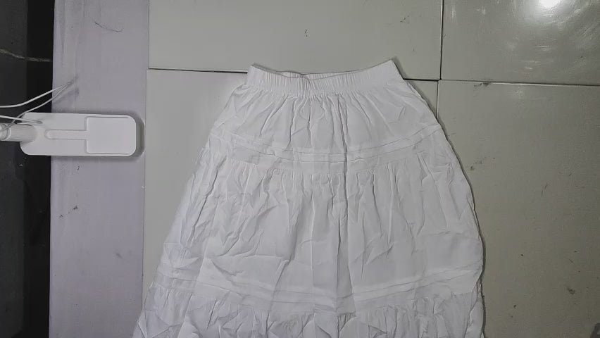 [103]MM  White High-Waist A-Line Mid-Length Skirt for Petite Women Slimming Spring 2025 New Collection Puff Cake Skirt