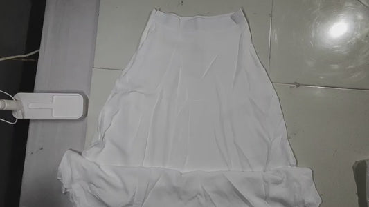 [548]NM Women's 2025 Summer Pure White Slimming High-Waist A-Line Chiffon Skirt with Soft Drape Casual Wide Hem