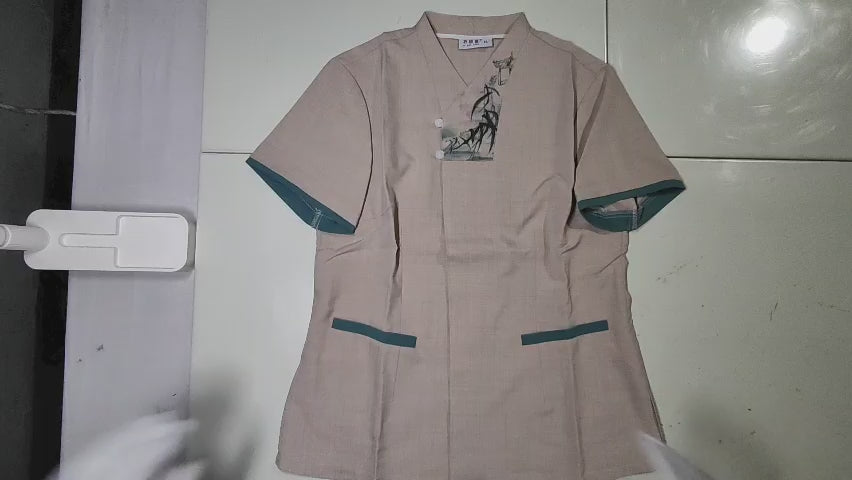 [804]MM YiYanTang Women's Short-Sleeve High-End Cleaning Workwear for Hotels, Guest Rooms, Property, and Malls - Breathable Summer Set