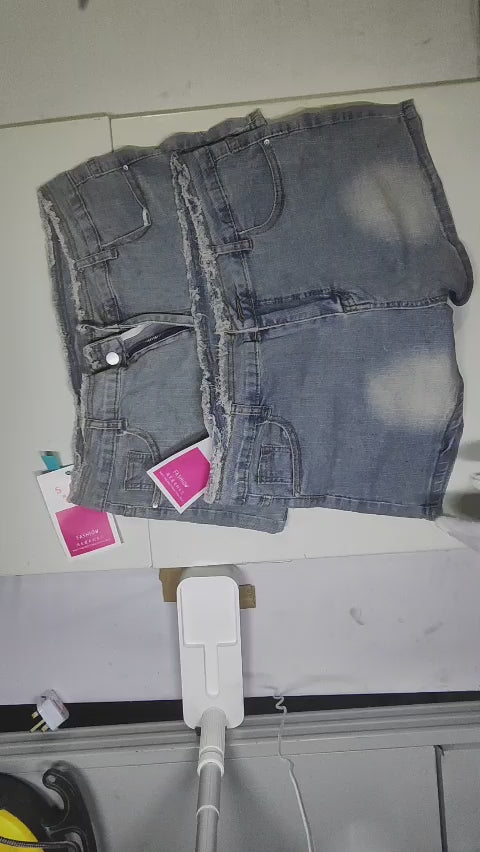 [888]GM   [Promotion Price] American-style Denim Shorts for Women Summer New Collection High-waisted Plus Size Pockets Embroidery A-line Micro Shorts Skinny Hot Pants