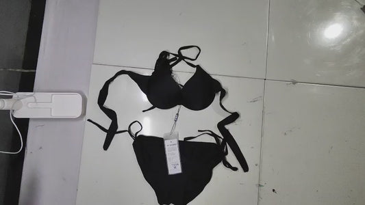 [104]MS Black Sexy Women's Bikini Set with Steel Wire, Diamond Chain, Thickened, Three-Piece for Vacation & Hot Spring - Bestseller