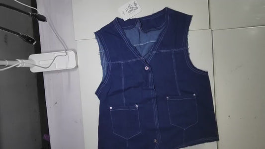 [221]MS 2024 Summer Women's Vintage Denim Shirt, Elegant and Versatile Vest Top