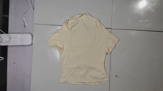 [458]GM   French One-Shoulder Short-Sleeve Women's T-Shirt Summer 2025 New Slim-Fit Cropped Sweet and Spicy Mini Top Designer Look Unique Style